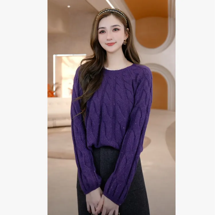 COCO BECCI【绵系织语】100绵羊毛绞花保暖时尚针织衫CFLJD231377