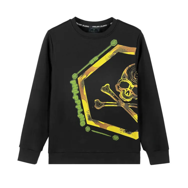 PP高奢潮牌秋季男士卫衣圆领套头长袖打底衫百搭潮流个性骷髅印花