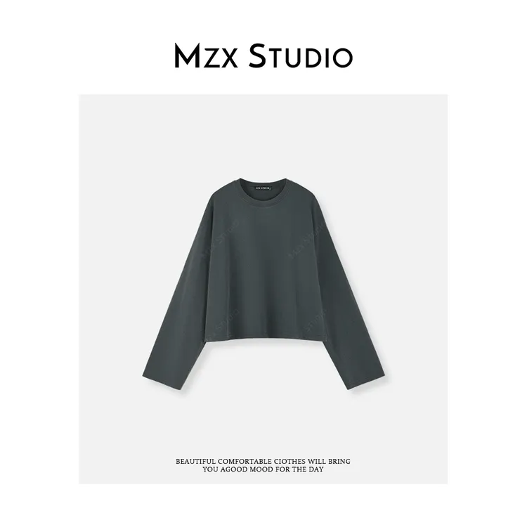 MZX 秋季纯棉简约圆领长袖T恤上衣 SY8335-P
