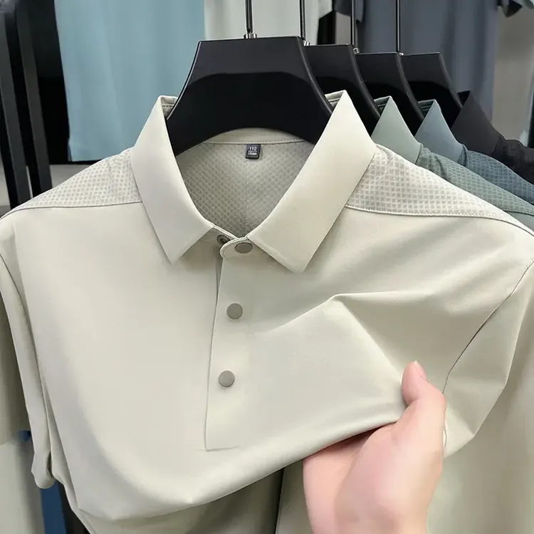 冰丝男士薄款半袖polo衫上衣夏季常规男装宽松型商务休闲速干短袖