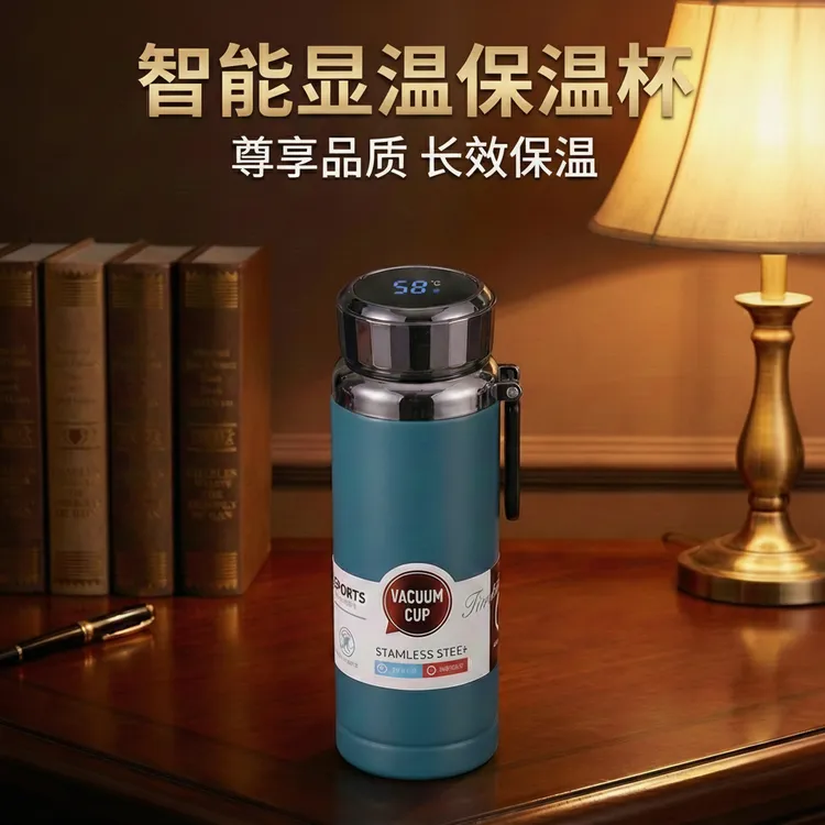 智能显温316不锈钢保温杯显温高档大容量户外茶水分离杯便携水壶