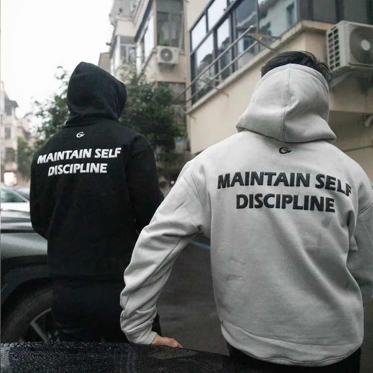 GTAL美式休闲秋冬重磅挺阔上衣加绒发泡印花卫衣连帽套头长袖帽衫