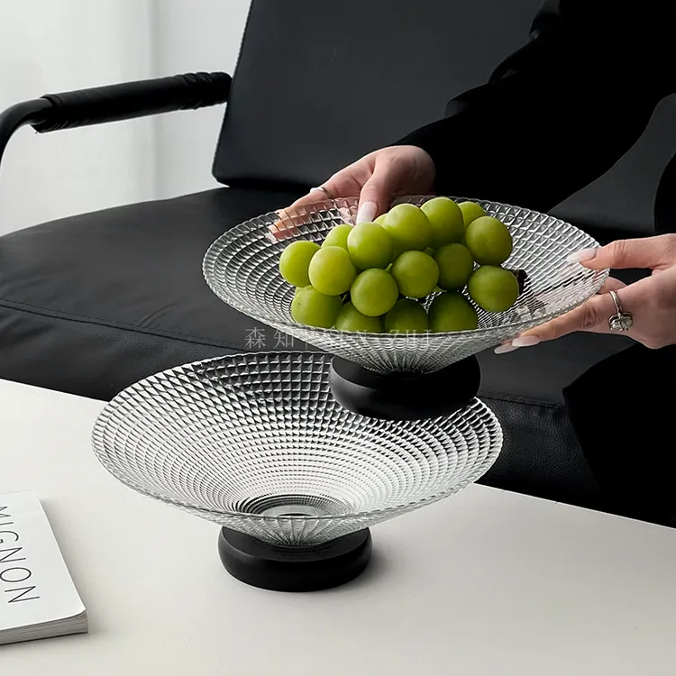 水果盘客厅茶几家用干果盘轻奢高档精致玻璃托盘糖果盒零食摆放盘
