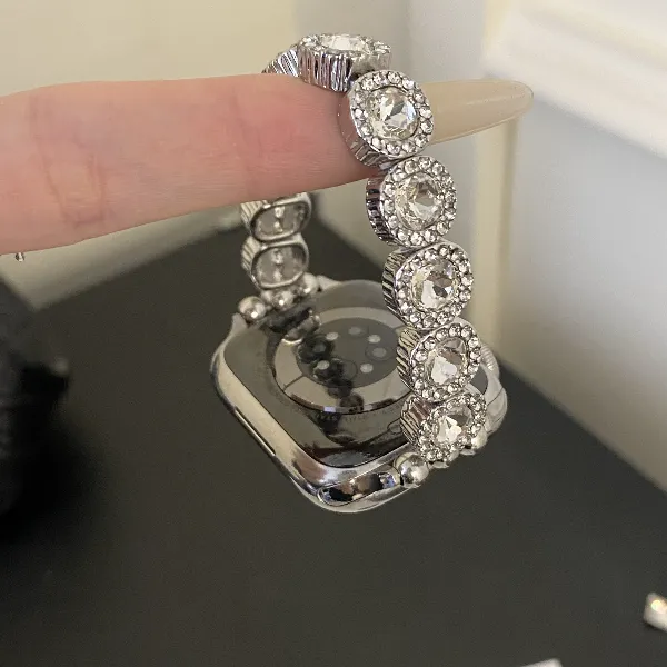 方糖彩钻弹力绳手链表带适用iwatchS11苹果手表AppleWatchS10987E