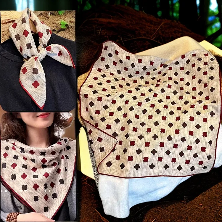 2025新款网红丝巾女秋冬真丝羊毛百搭70桑蚕丝高级感时尚小方巾