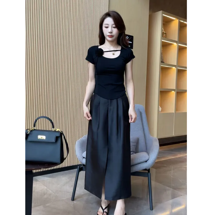 【梦婷家】老钱风复古印花开叉半身裙夏季气质洋气轻熟风-25790