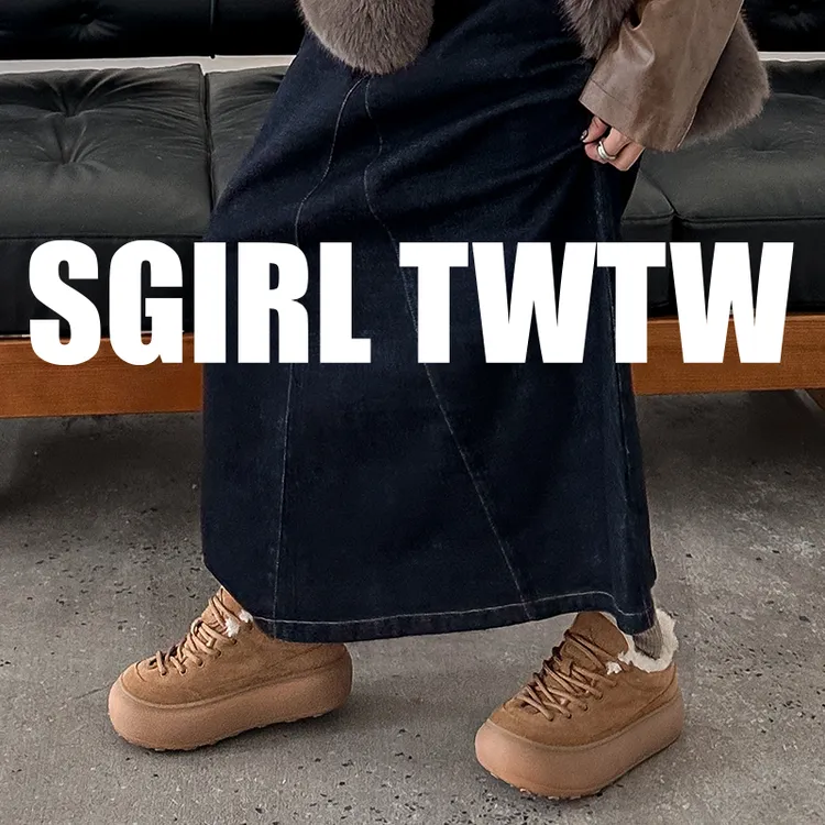 Y666-9 SGIRL TWTW复古厚底加绒德训鞋女新款轻便百搭休闲大头鞋