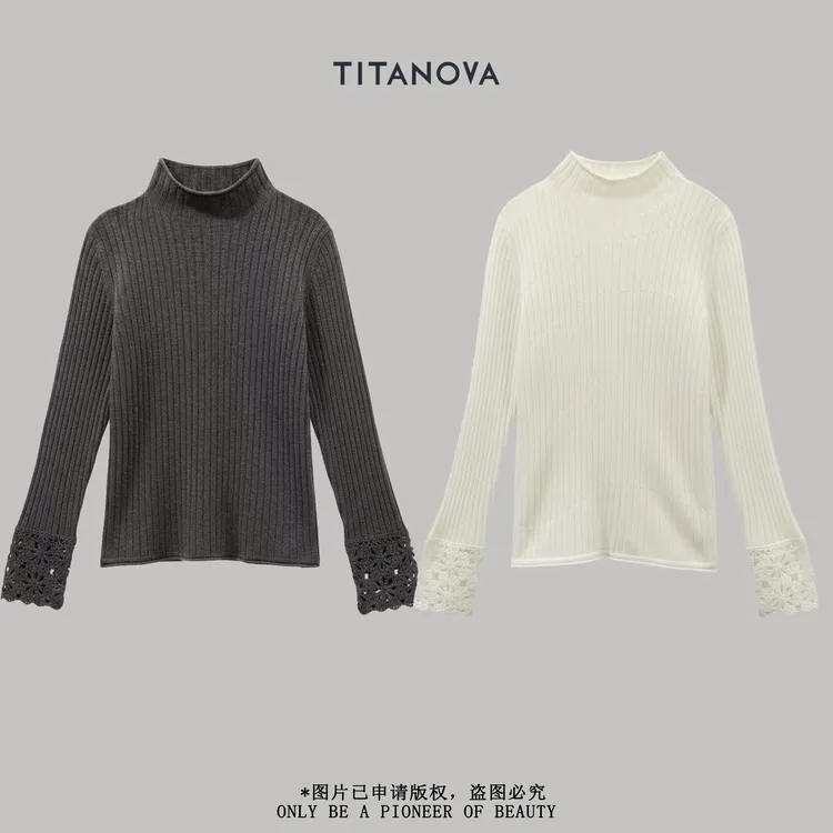 【宁不凡】现8拯救款|全绵羊毛拼接镂空钩织花打底内搭N5MZ1101Q