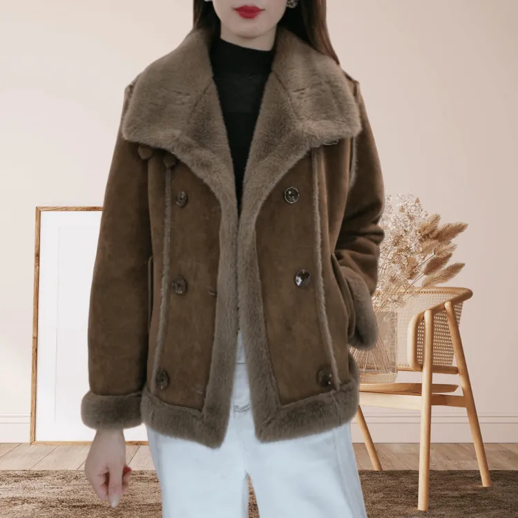 气质减龄时尚加厚外套女冬季新款百搭洋气咖色设计高级感简约外套