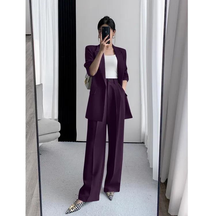 胖mm炸街职业轻职风西装套装女2025春秋大码显瘦设计感西服两件套