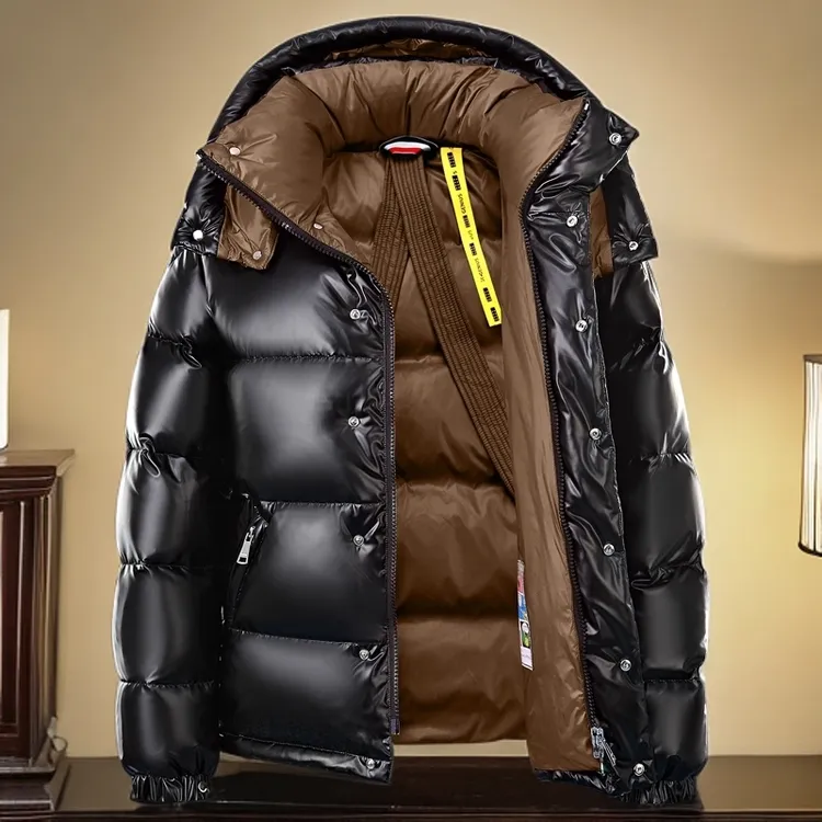 VALVOELITE保暖立领连帽面包服外套男加厚羽绒服男士短款冬季超厚