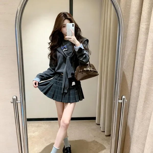 2025秋季新款时尚套装气质显瘦洋气休闲百搭性感辣妹外出上衣半裙