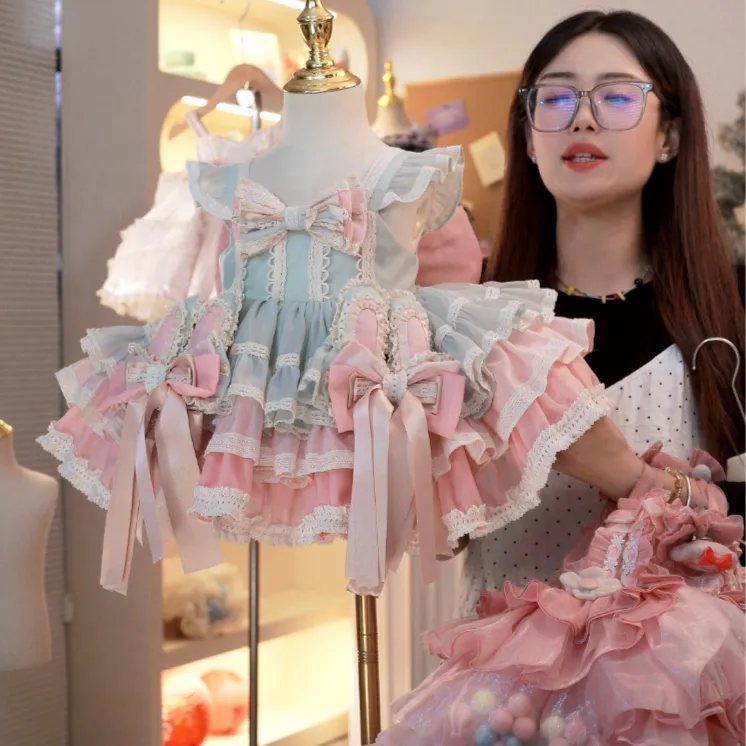 【兔小仙】洛丽塔女宝礼服连衣裙儿童吊带周岁夏季甜美裙子春夏裙.