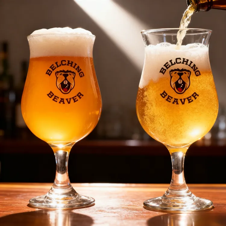 美国进口BelchingBeaver打嗝海狸子专用精酿郁金香高脚啤酒杯定制