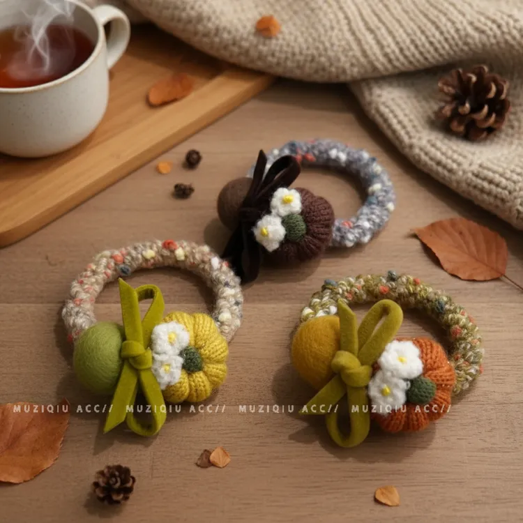 木子秋万事不南~韩系超可爱毛线南瓜发绳ins气质洋气减龄百搭发饰