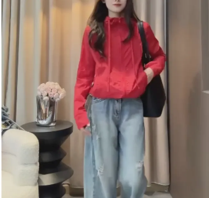 2025夏季新款网红同款洋气减龄韩版爆款连帽外套牛仔裤-张AA