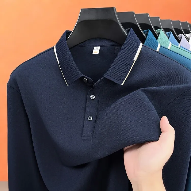 皮尔卡丹【桑蚕丝+绵羊毛】男长袖T春秋季新款舒适痞帅慵懒polo衫