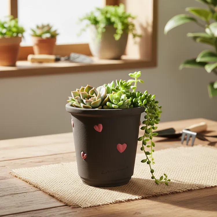 13口径黑色直筒北欧风简约花盆陶瓷陶土家用透气适合绿植盆栽