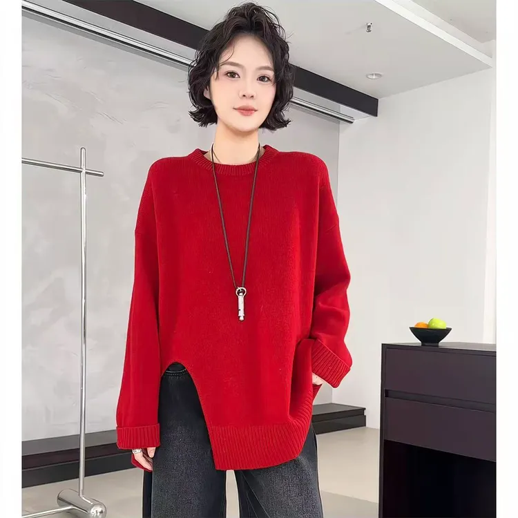 欧尼私服 2025冬季新款小众设计极简休闲套头毛针织衫 2512C8772