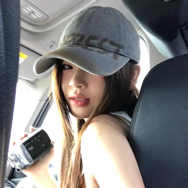 美式复古字母灰色棒球帽女高级感宽檐大头围显脸小百搭鸭舌帽子男