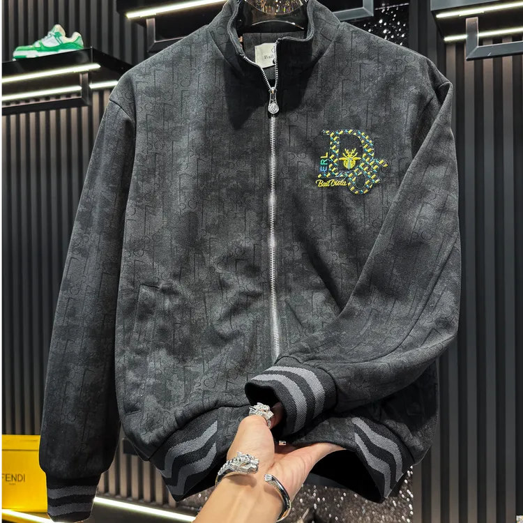 欧货男士高端刺绣蜜蜂休闲外套2025新款秋冬潮牌轻奢男装立领夹克