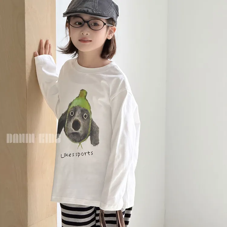 嗒囜【细腻触感】高支紧密双纱 轻薄不闷 儿童秋季圆领宽松长袖T恤