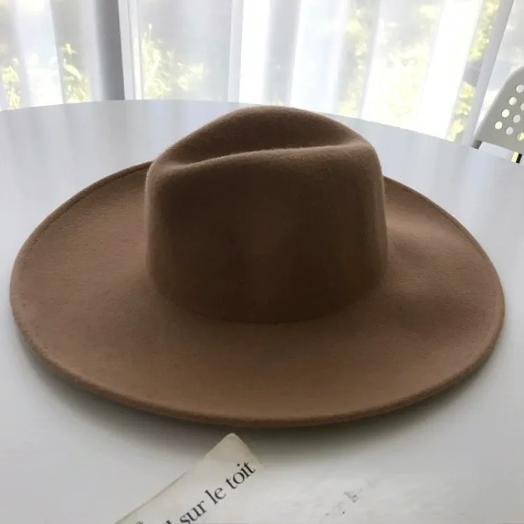 老式爵士帽平顶帽子休闲百搭毛呢秋冬礼帽女士遮阳时尚复古文艺