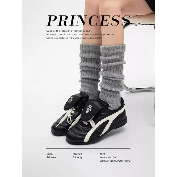 翻盖复古德训鞋女2025春秋新款超火运动休闲鞋轻便显瘦厚底阿甘鞋