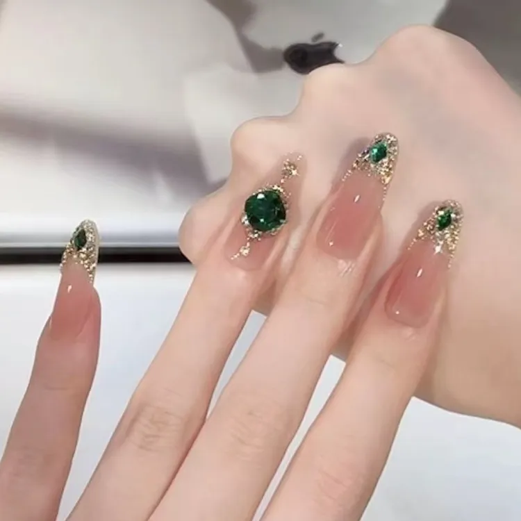 【翡翠扶摇】轻奢高级感美甲手工穿戴甲气质显白