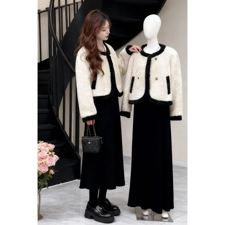 秋冬穿搭一整套女2025新款韩版时尚小香风外套百搭半身裙两件套潮