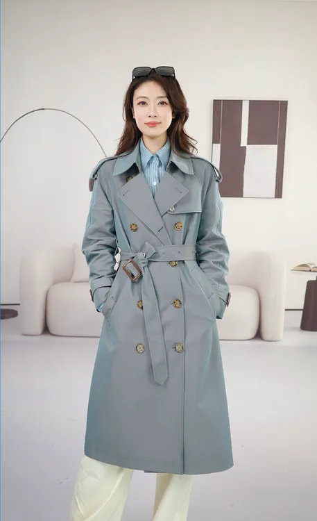 2025滑铁卢新款女装双排扣长款风衣女（变色龙女款风衣）