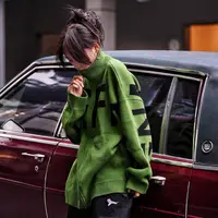 原创【美式抹茶】 高街百搭男女款高密度层印高领毛衣