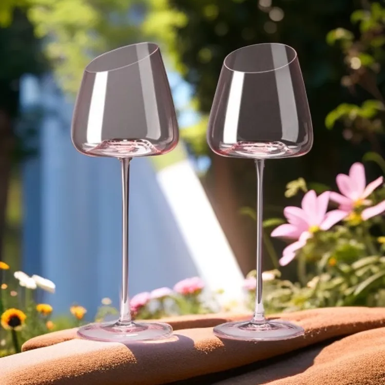 斜口酒杯粉色火烈鸟红酒杯情侣家用水晶高脚杯欧式波尔多葡萄酒