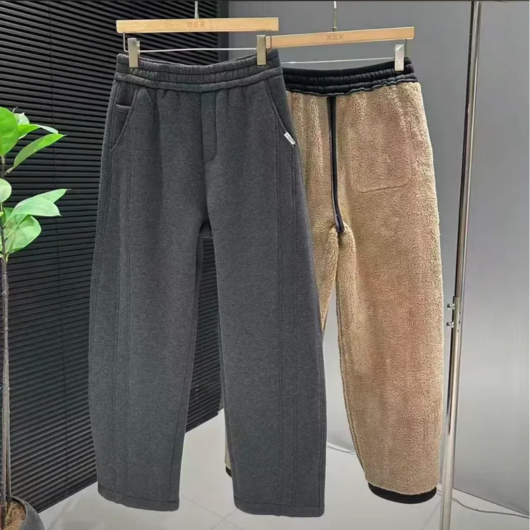 25款冬季加绒加厚羔绒简约百搭立体裁剪直筒宽松舒适休闲卫裤058