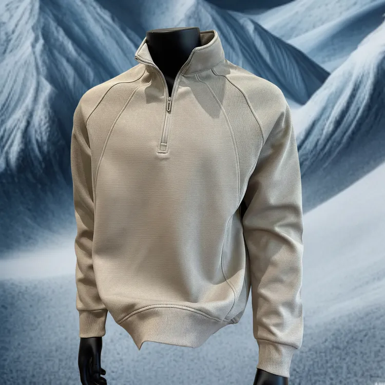 2025秋冬美式纯色拼接半拉链立领卫衣男新款宽松百搭套头打底衫潮