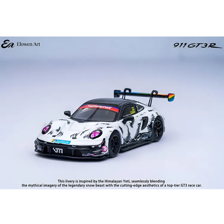 【无赠品】ElowenArt1:64迷你保时捷911GT3R汽车车模合金玩具模型