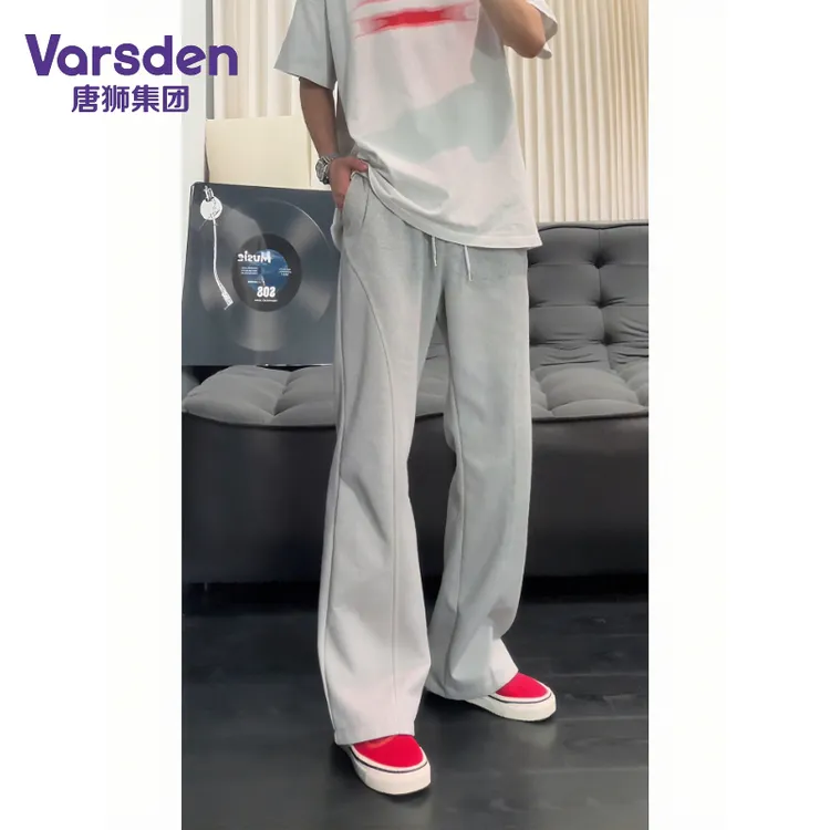唐狮集团Varsden复古斜切拼接美式弯刀卫裤男秋季百搭直筒长裤