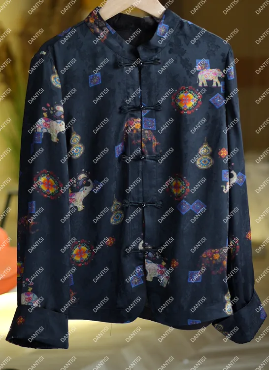 听竹语《非遗美学》1572新中式盘扣立领衬衫