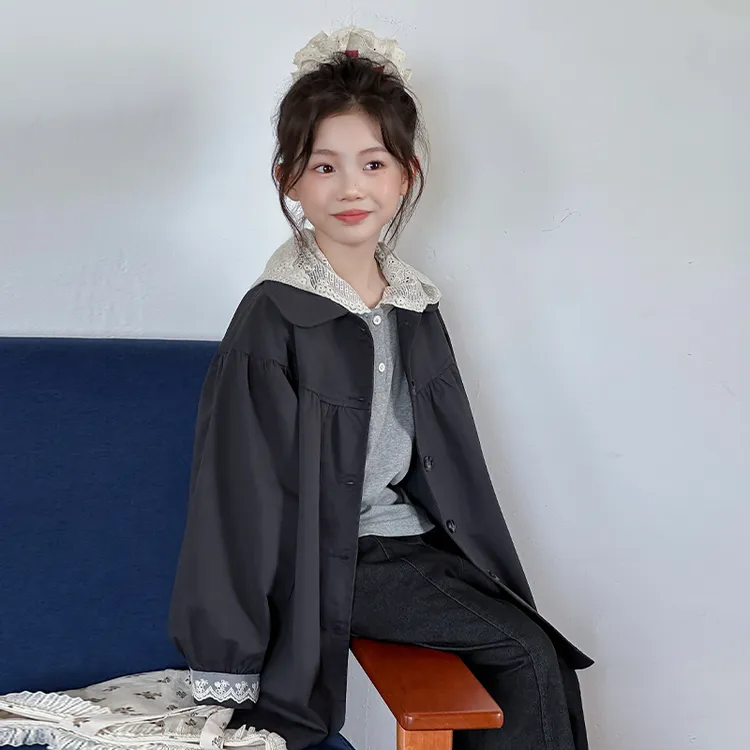 女童外套春秋款2025新款儿童秋季韩系休闲风衣初中生女孩上衣大童