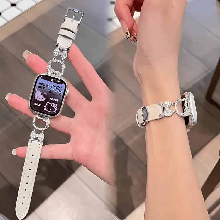适用Apple iwatchS11表带s10苹果987Ultra闪钻KT猫女生腕带手表带