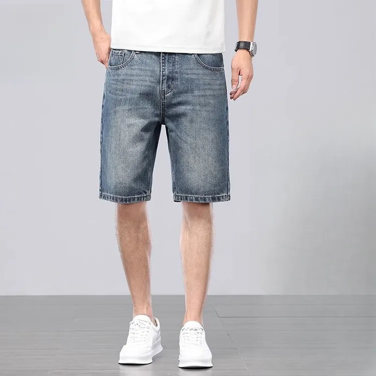 夏新款牛仔短裤男新款休闲中裤男士6分裤子宽松五分裤男
