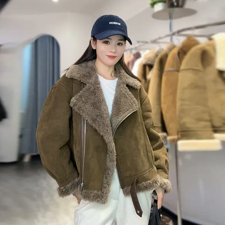 保暖高级感皮草外套女时尚设计感2025冬季100%羊毛复合皮毛一体