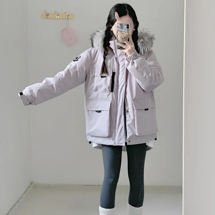 工装派克棉服女2025冬季新款加厚美式高级情侣大毛领棉衣外套女款