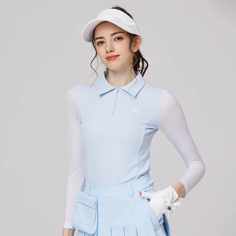 【拉链翻领】高尔夫女装冰丝防晒透气春夏弹力修身高尔夫衣服
