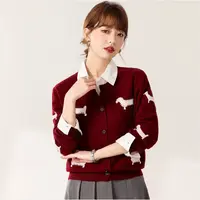 秋冬上新100%山羊绒重工刺绣女式羊绒开衫25DAK1182