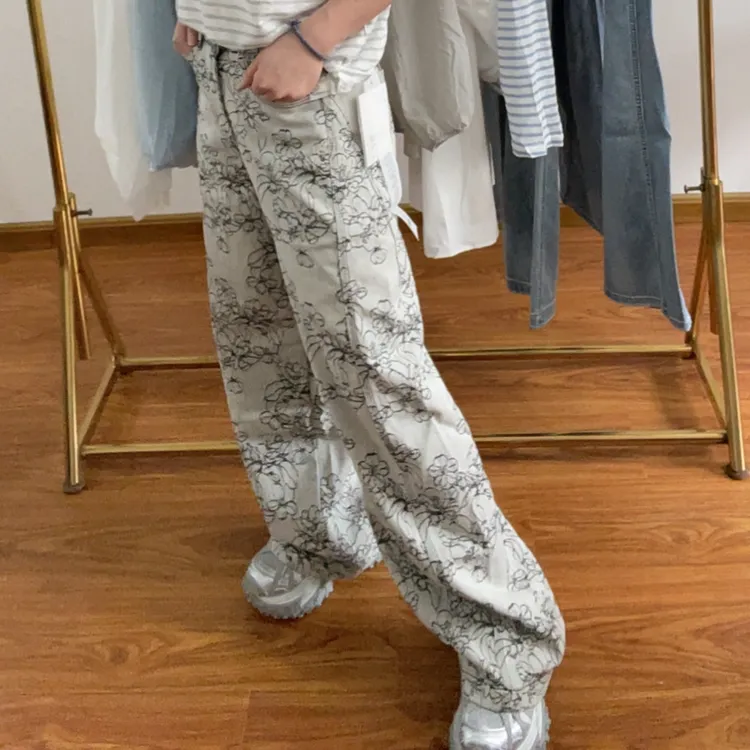 LL2025新款8087提花阔腿裤