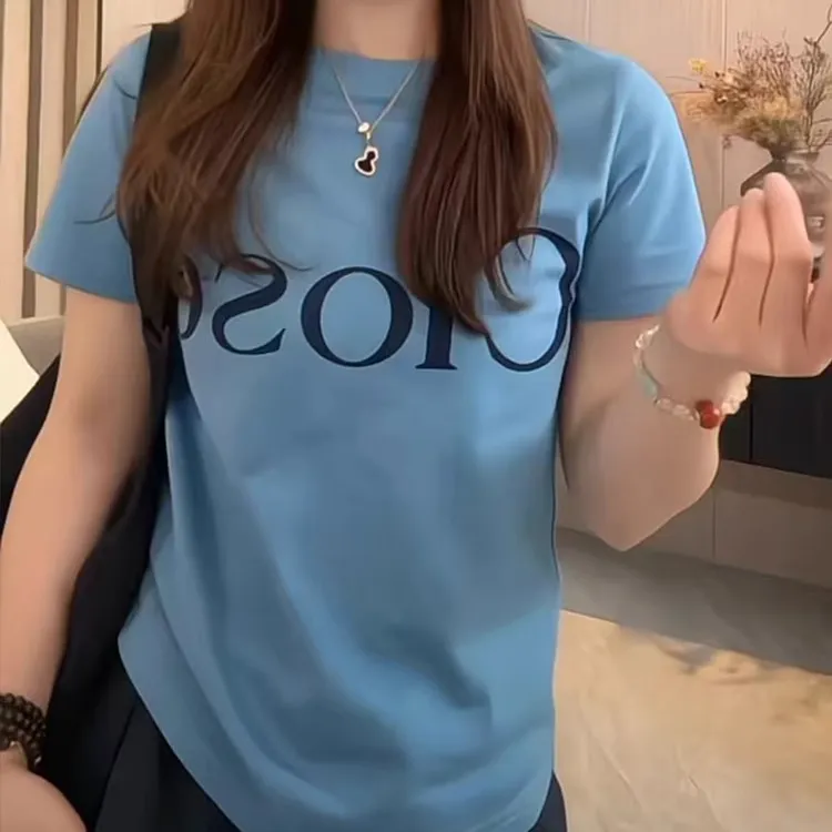 欧货2025年夏季潮牌字母印花短袖T恤女宽松显瘦洋气百搭正肩上衣
