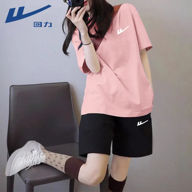 回力短裤套装女款爆款2025新款高级感夏季洋气时尚纯棉T恤运动服