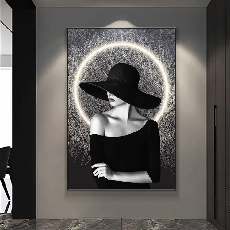 水沐光影摩登女郎沙发背景画客厅挂画高端定制玄关装饰画走廊端景