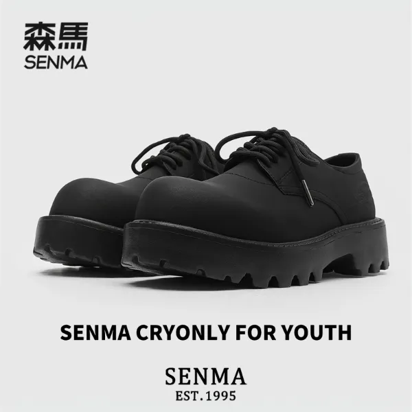 【双11好物】森马德比鞋男款大头休闲皮鞋男士黑色厚底增高百搭男鞋